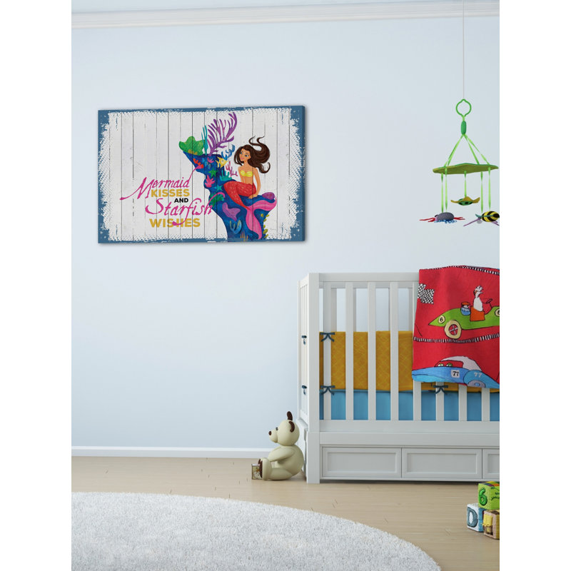 Mermaid Kisses by Curtis Publishing - No Frame Print on Canvas, 41cm H x 61cm W x 3.81cm D