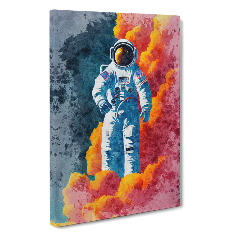 Astronaut In Watercolour No.3 - Wrapped Canvas, 50cm H x 35cm W x 3cm D