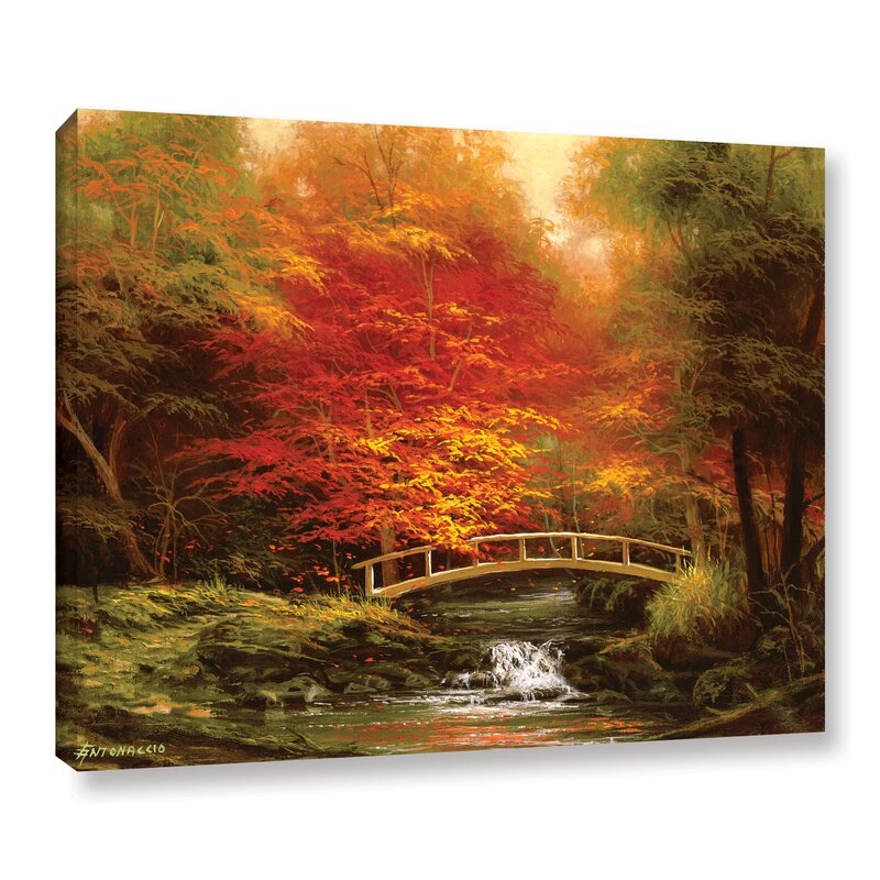 Autumn's Bridge On Canvas Painting - Fall Canvas Art