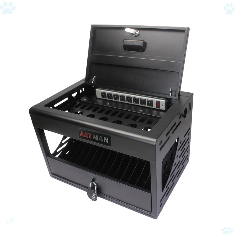16-Device Charging Station For Laptops/Tablets, Charging Cabinet For Ipad/Chromebooks/Laptop Computers, Black