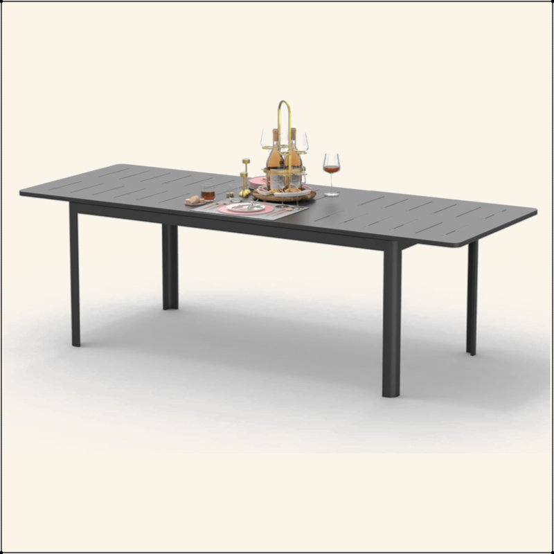 Outdoor Extendable Dining Table, 29.5" H x 35.4" W x 94.5" D, Black