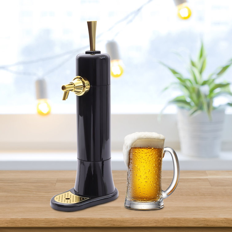 Beer Tower Dispenser, Commercial Cold Wine Beverage Dispenser Single Bowl  Juicer Dispenser with Ice Tube and LED Lights, Party Giraffe Tower,Black,3L