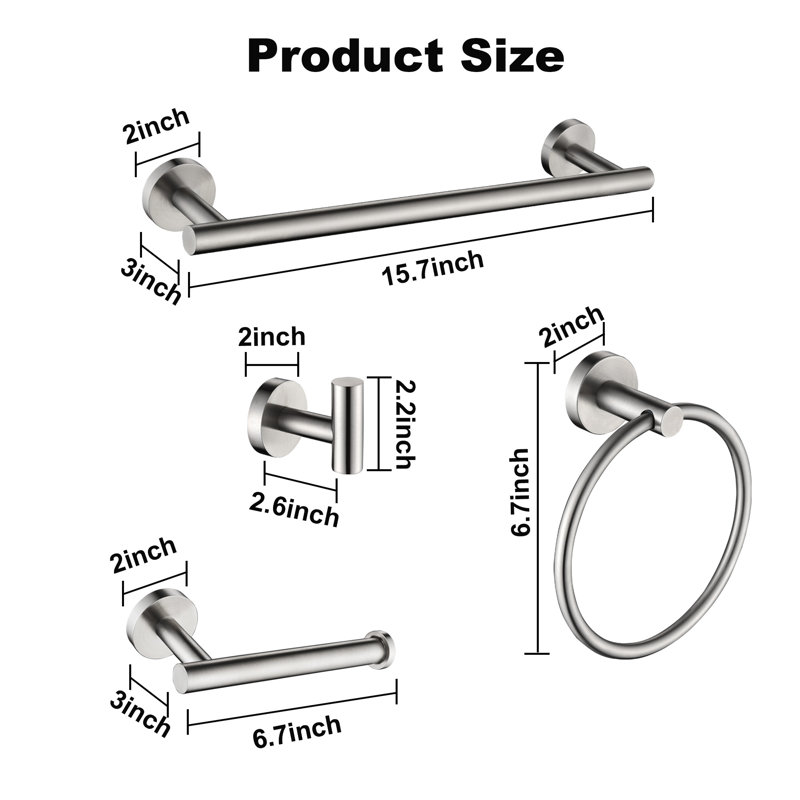 Ensemble de quincaillerie de salle de bain 6 pièces, Nickel brossé
