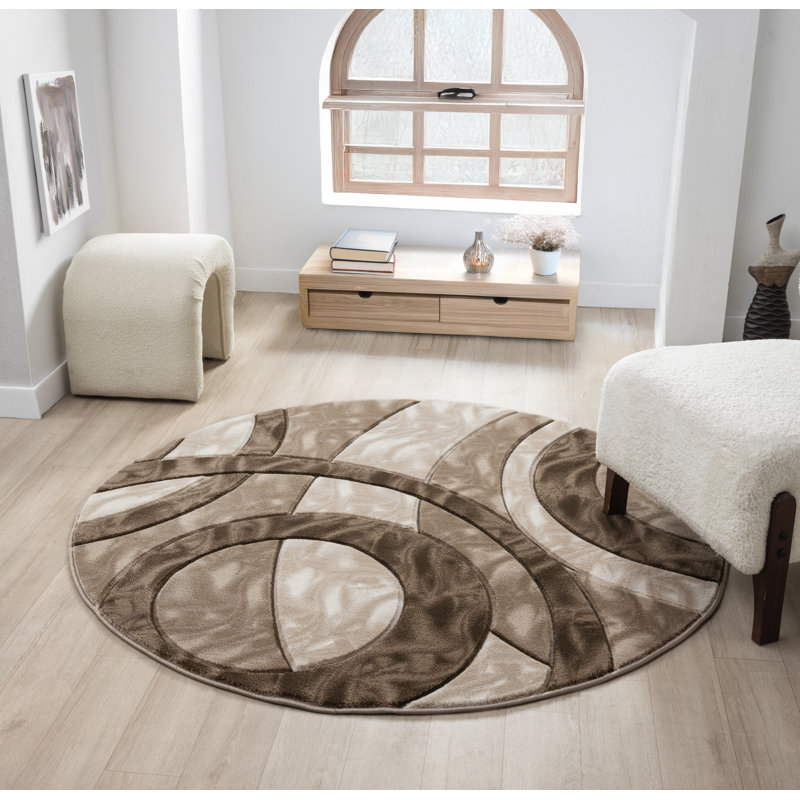 Orelsi Collection Abstract Geometric Area Rug, Round 7'10"