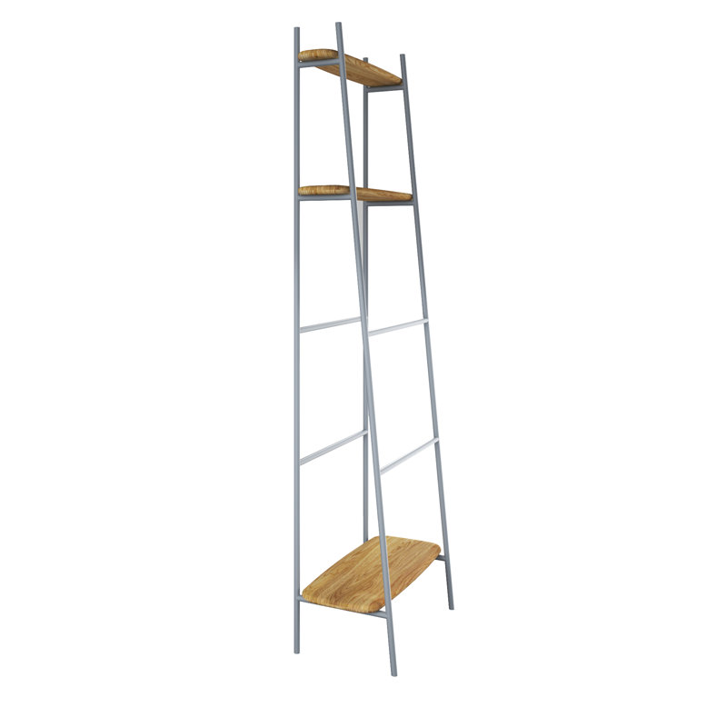 Lonon 3 Freestanding Towel Stand, Natural Oak Wood/Grey