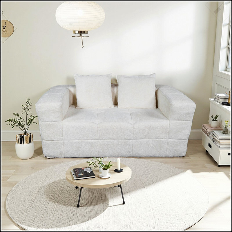 Fauteuil à billes pour adultes, causeuse sans os avec deux coussins de dossier, canapé dans une boîte, canapé sans nuage pour petits espaces