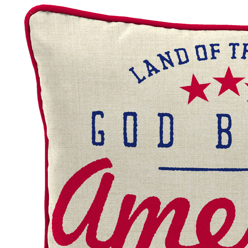 18" x 18" Outdoor Throw Pillow with Welt, God Bless America