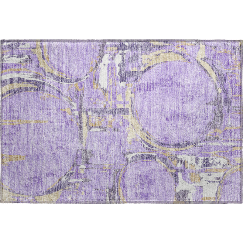 Premium Machine Washable Prisco Lavender Rug, Rectangle 1'8" x 2'6"