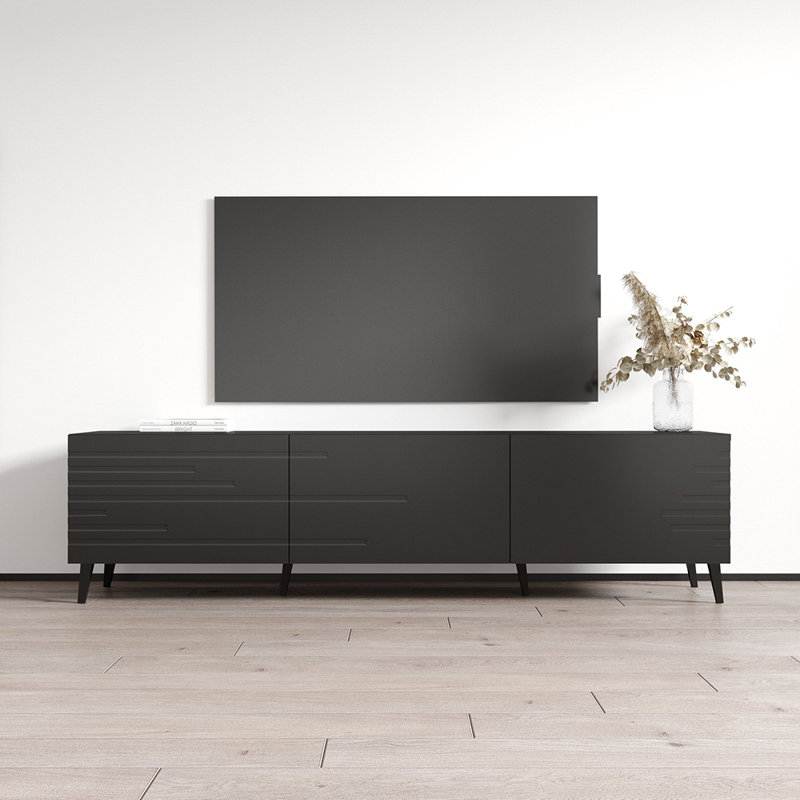 73.2" Modern TV Stand with Matte Finish, Black