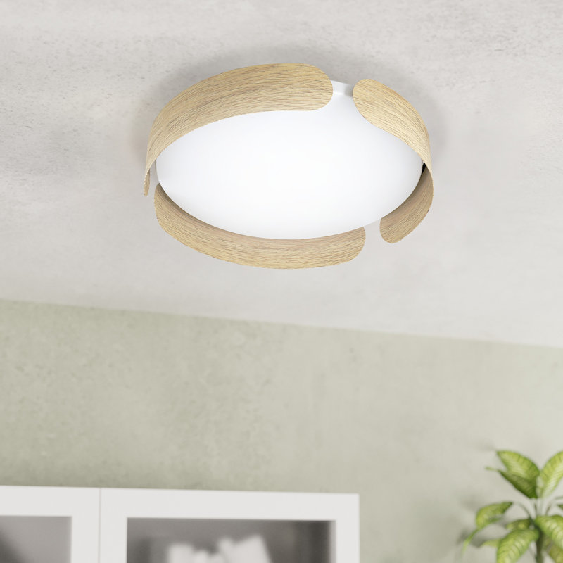 Narjis Acrylic LED Flush Mount, Wood Color