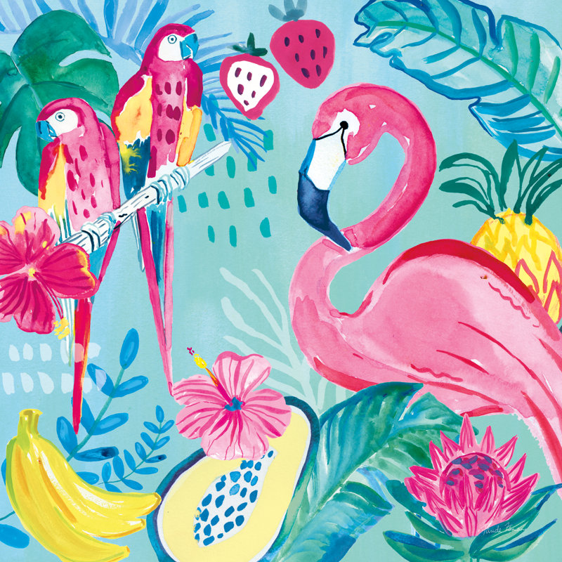 Fruity Flamingos V - Wrapped Canvas Print, 76cm H x 76cm W