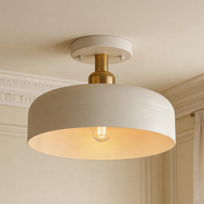 Plafonnier semi-encastré 1 lumière 12,6 po avec abat-jour neutre 1 lumière pour couloir d'entrée