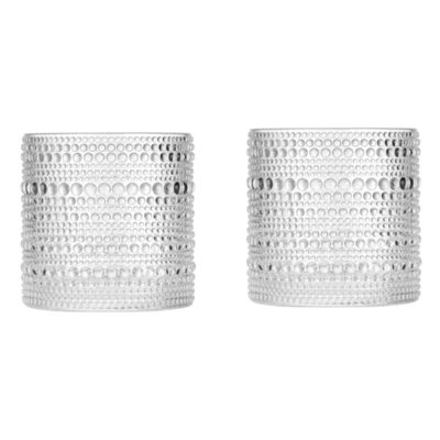 Vintage Clear Hobnail Lowball Whiskey Glasses 10oz - Set of 2