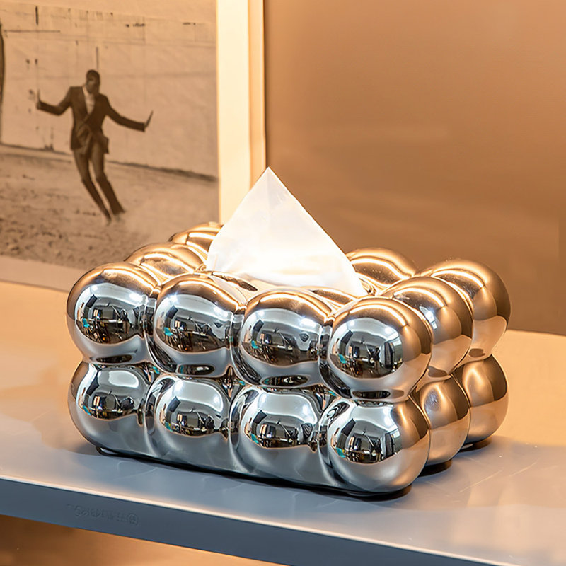 Chaundra Ceramic Makeup Organizer, Silver