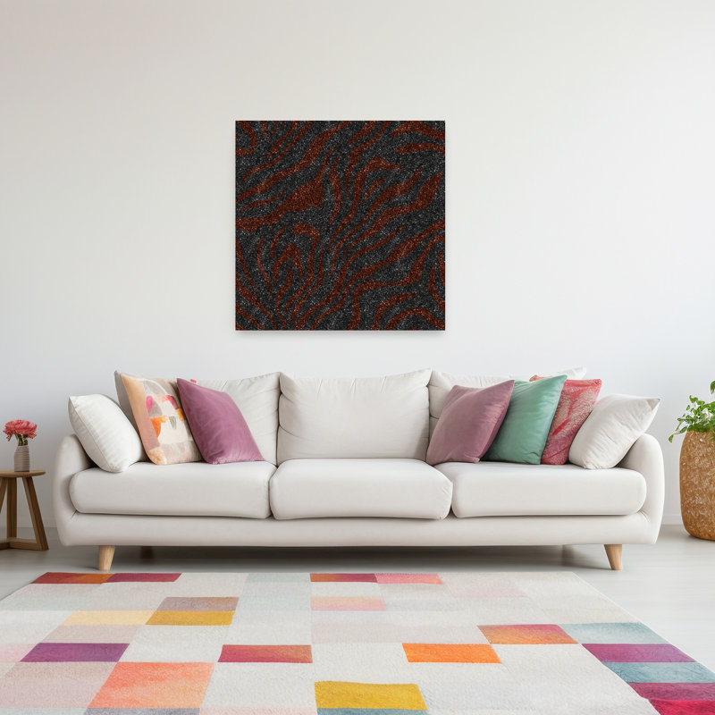 Reproduction d'art mural abstrait zébré noir foncé, 48" H x 48" W