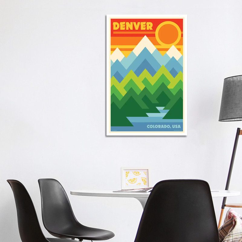 Denver Retro Travel Poster 1 Piece Wrapped Canvas Wall Art, 101.6 cm H x 66.04 cm W x 3.175 cm D