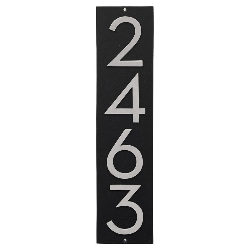 Plaque murale rectangulaire verticale flottante 6 po, Noir / aluminium brossé, Oui