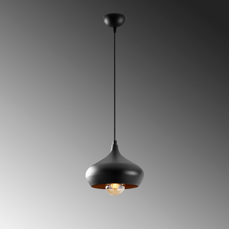 Luminaire suspendu en forme de dôme à 1 lumière Samson, Noir
