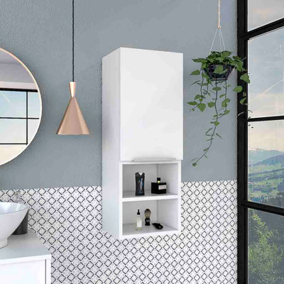 Medicine Single Door Cabinet 32" H, Two Interior Shelves, Two External Shelves