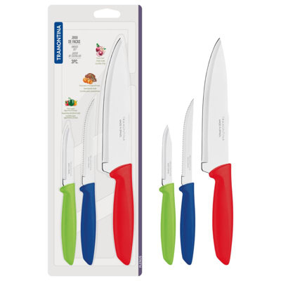 Tramontina 3 Pc Knife Set - Multi Color Handle - Plenus