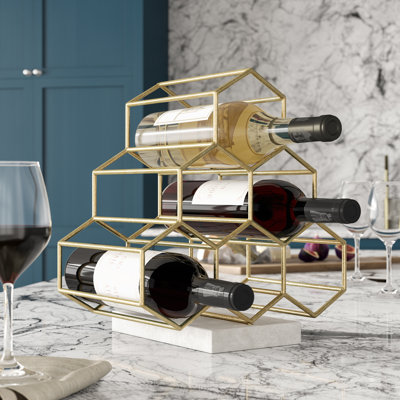 Caiyah 6 Bottle Tabletop Wine Bottle Rack in Gold