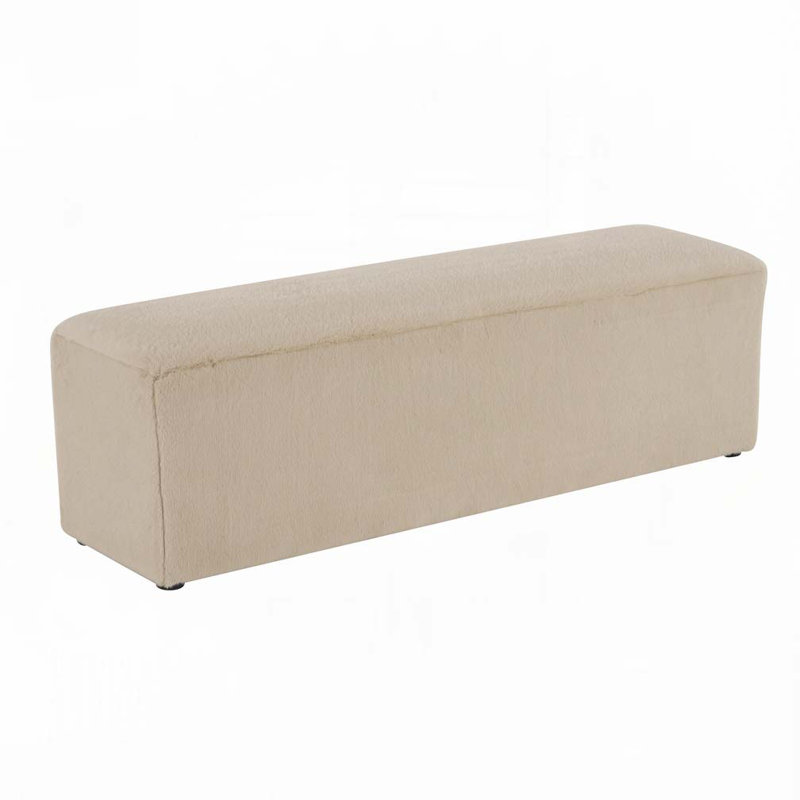 Fabric Bench with Wood Legs, for Living Room and Bedroom, Almond