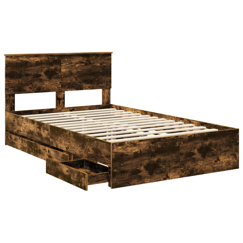 Bed, Smoked Oak, Small Double (4')