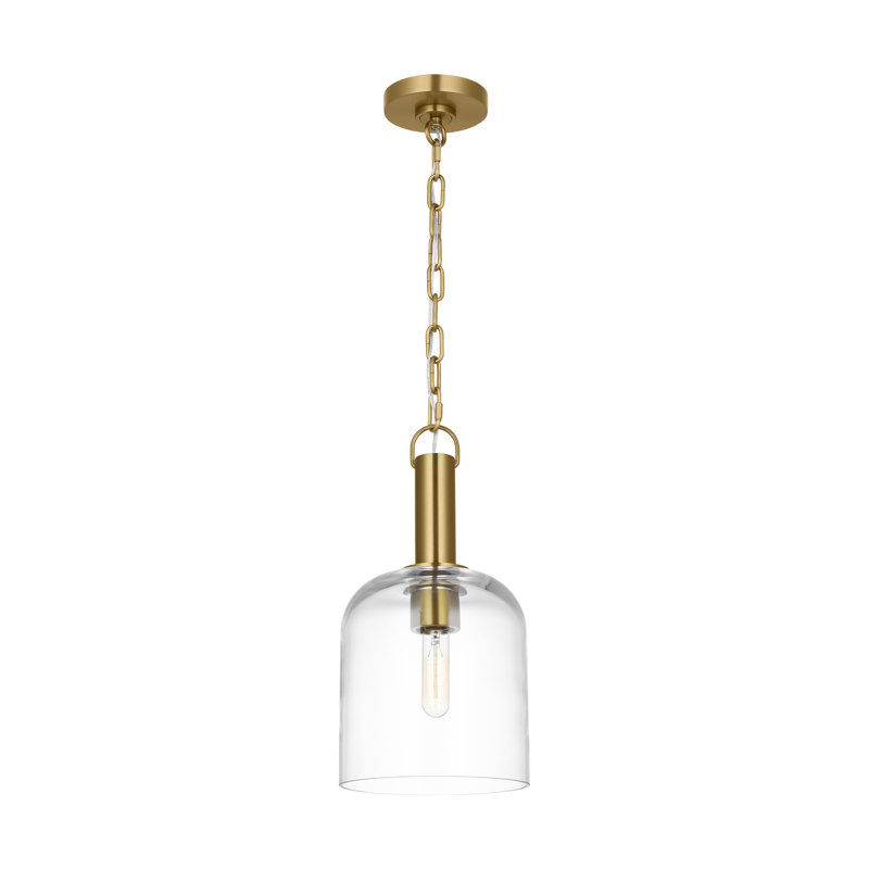 Thom Filicia Hartley 1 Light Kitchen Pendant With Clear Shade, Burnished Brass