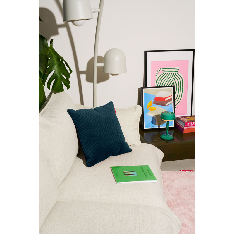 Square Recycled Royal Velvet Pillow, Deep Sea