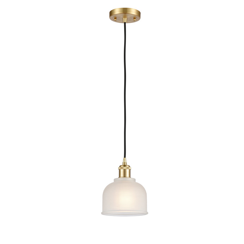 Luminaire suspendu à 1 lumière Shawnee, Blanc, Laiton antique noir, Ampoule DEL 6 watts Vinage