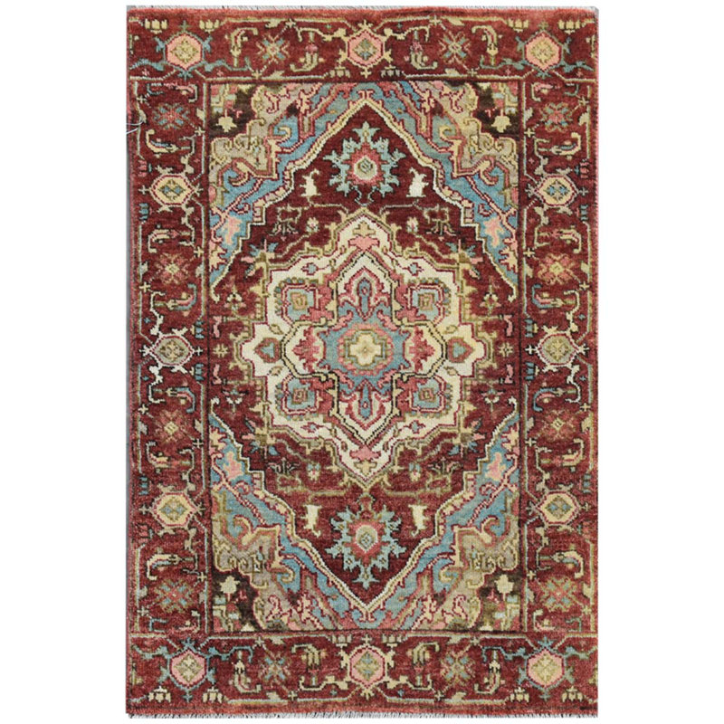 Elegant Wool Oriental Area Rug in Rust, Rectangle 8' x 10'
