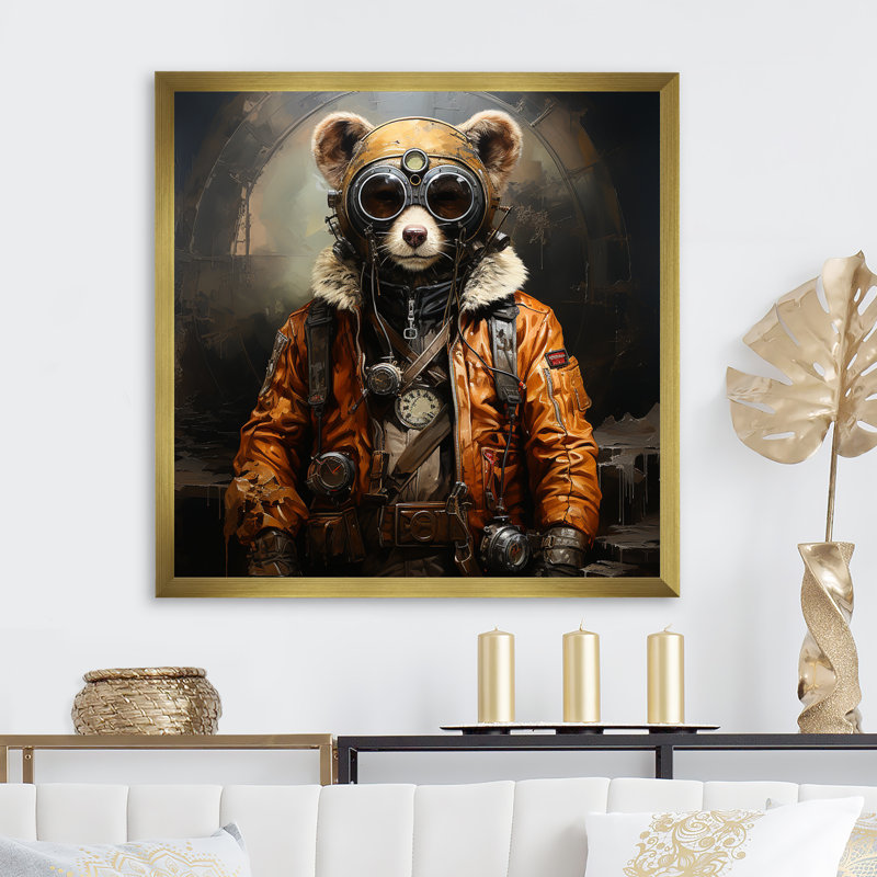 Art mural Steampunk Fashion I - Ours 2, Cadre photo noir, H 36 po x l 36 po x P 1,5 po