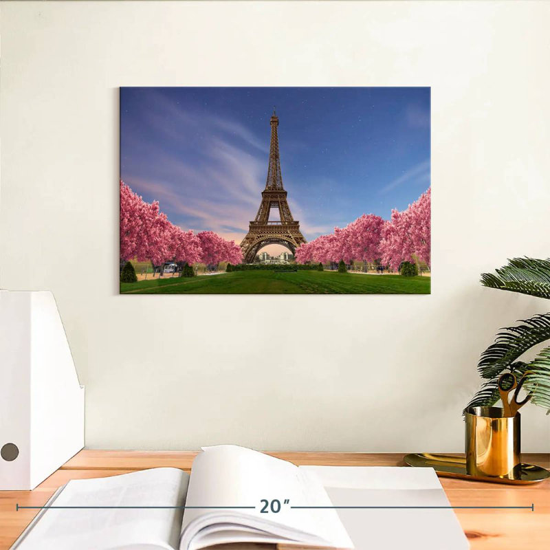 Sebbie Eiffel Tower Spring Sunset, 8" H x 12" W