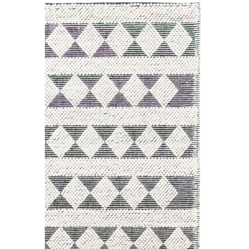 Centerton Natura Hand Woven Wool Cotton Geometric Rug in Cream/Gray, Rectangle 3' x 5'