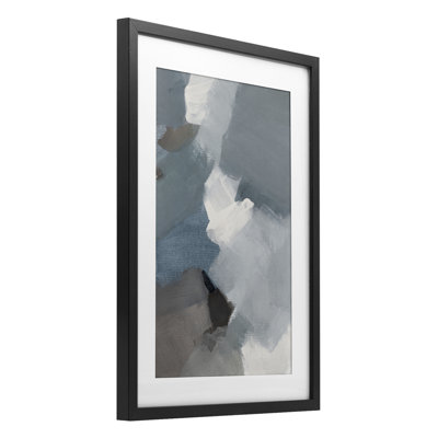 Stormy Grey Abstract Framed Print Under Glass, design by Lanie Loreth
