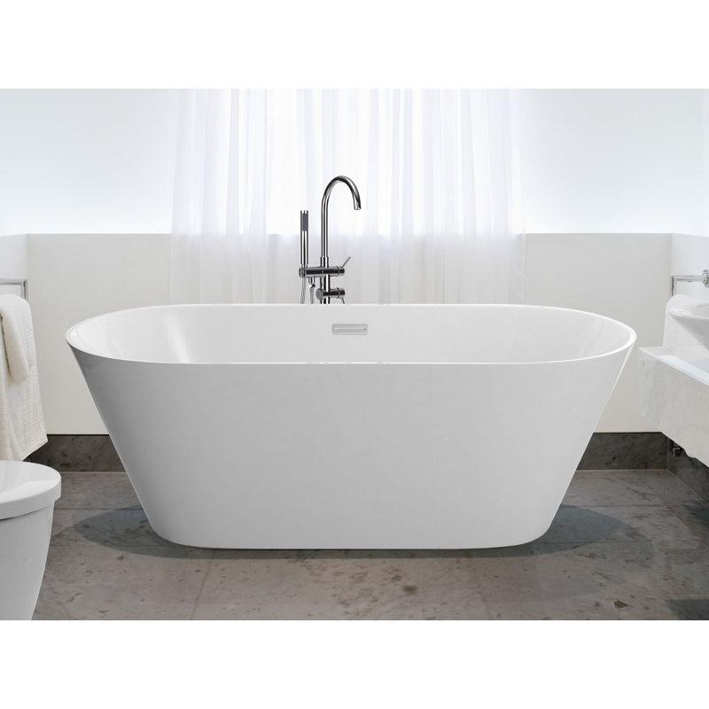 Undis 1500mm x 750mm Soaking Acrylic Bathtub, 58cm H x 75cm W x 150cm D, White