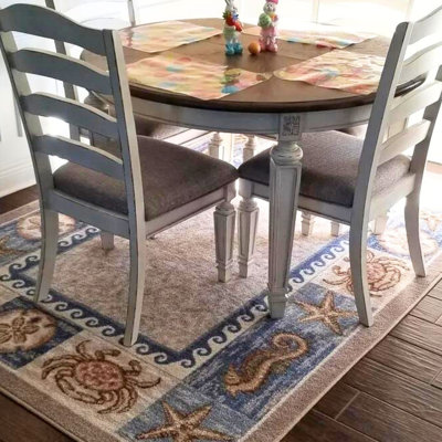 Lockridge Sea Life Sandstone Nautical Beach Area Rug