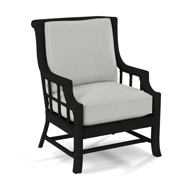 Fauteuil Lafayette, Tissu écossais taupe 0126-73, Noir antique