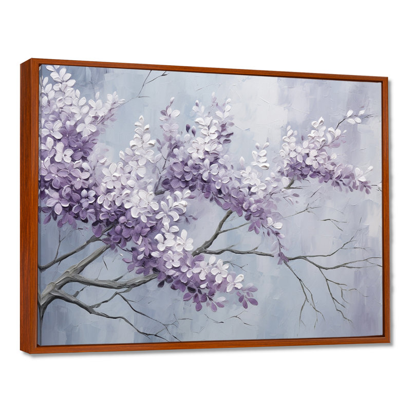 Beautiful Lilac Dreamscape IV - Lilacs, art mural encadré, H 12 po x l 20 po x P 1 po, Cadre flottant brun