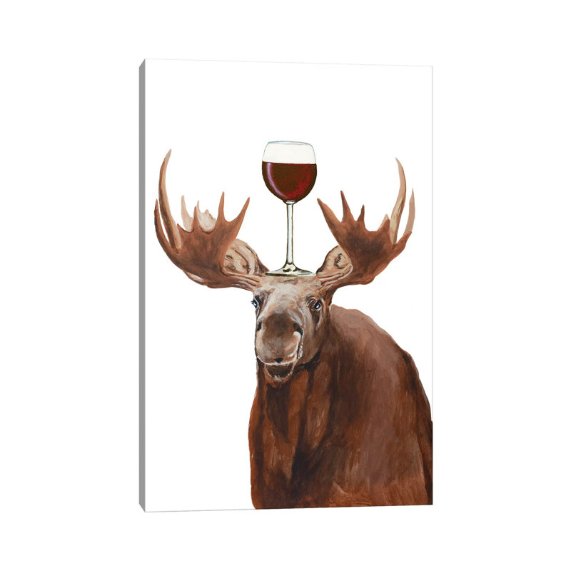 Moose With Wineglass by Coco De Paris - Wrapped Canvas Print, 101.6 cm H x 66.04 cm W x 1.91 cm D