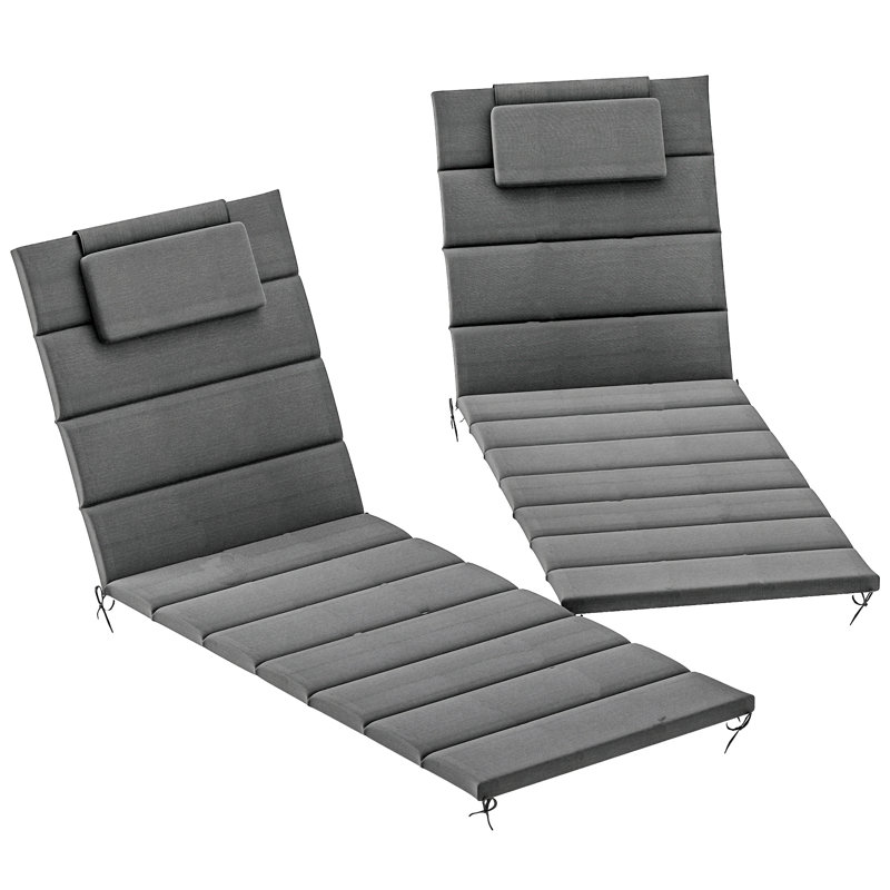 Outdoor Lounge Chair Cushion Set of 2, UPF50+ 230gsm Olefin and 25D High-Density Foam, Foldable Patio Chaise Lounge Cushion Set, Fade Resistant for Lawn Pool, 80" x 26"