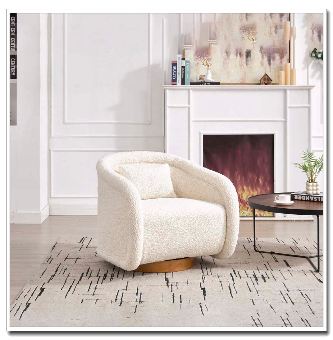 Ebern Designs 360-degree Swivel Barrel Chair with Teddy Upholstery ...