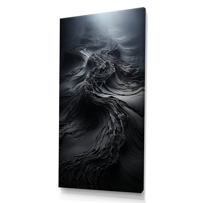 Gris onyx abîme de pierre - art mural pierre géode, H 60 po x l 28 po x P 1,5 po, Toile tendue