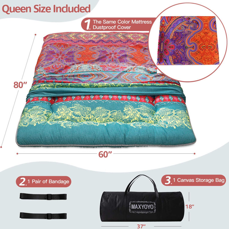 Bohemian Floor Futon Mattress, Queen