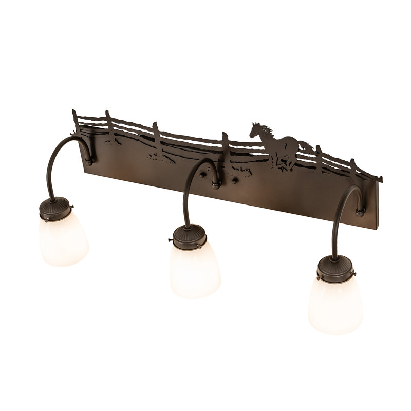 27" Wide Running Horse 3 Light Vanity Light, 12" H x 27" W x 8" D, Oil Rubbed Bronze