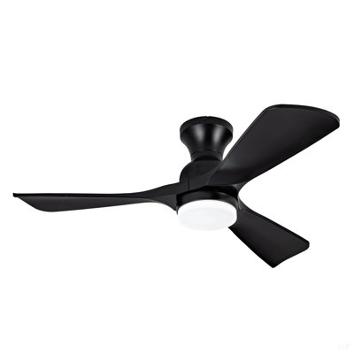 Hot Sales 42 Inch Black Ceiling Fan With Lights Flush Mount Ceiling Fan With Remote Control, ABS Blades Modern Outdoor Ceiling Fans For Bedroom/Farmhouse/Patio/Indoor, Quiet DC Motor