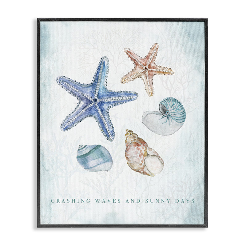«Crashing Waves & Sunny Days», estampe numérique, design par Janet Tava, H 14 po x l 11 po, Giclée encadrée noir minuit