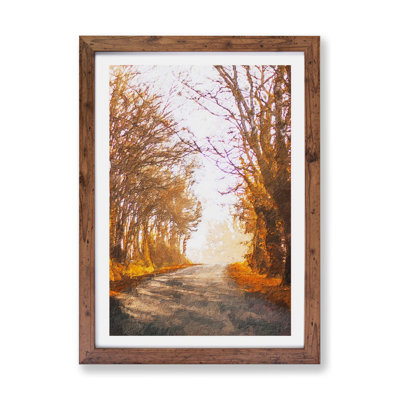 A Road Through The Woods by - Framed Print