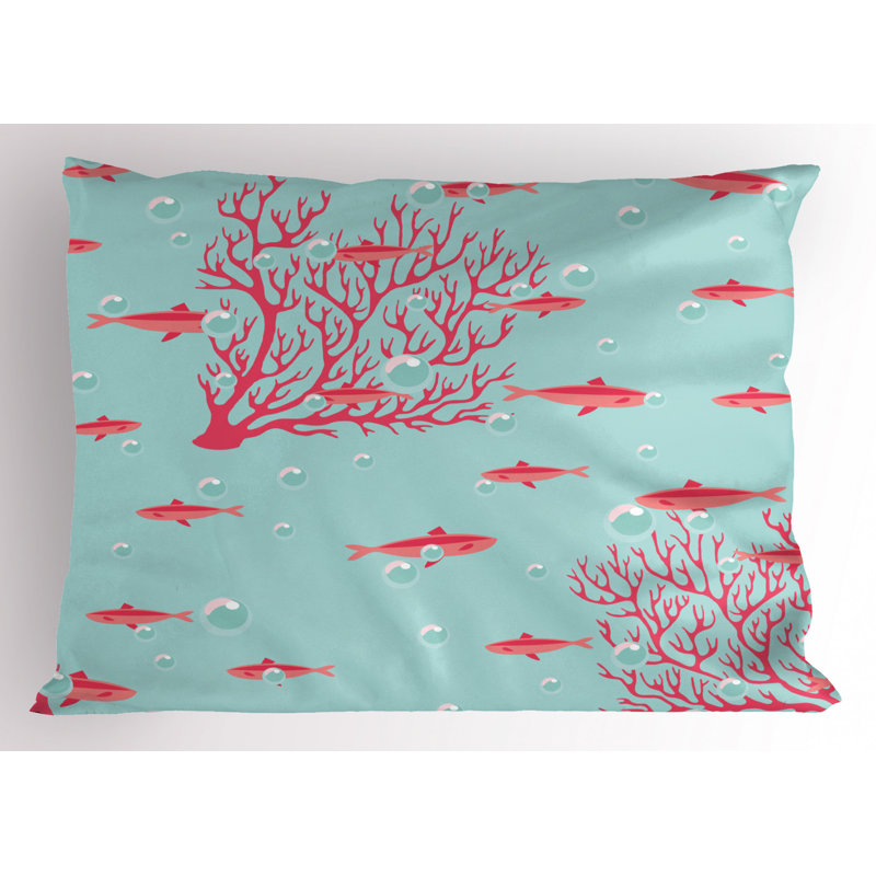 Taie décorative corail Fishes, Simple