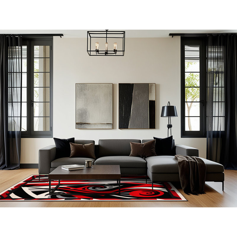 Cerise Rapture Rug, Square 5'